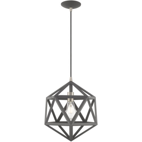 1 Light Scandinavian Gray Mini Pendant with Scandinavian Gray Geometric Metal Shade Shade-Lighting LumensPendant Lights