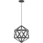 1 Light Scandinavian Gray Mini Pendant with Scandinavian Gray Geometric Metal Shade Shade-Lighting LumensPendant Lights