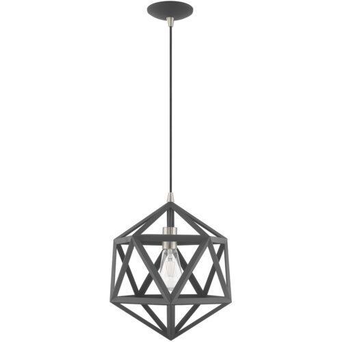 1 Light Scandinavian Gray Mini Pendant with Scandinavian Gray Geometric Metal Shade Shade-Lighting LumensPendant Lights