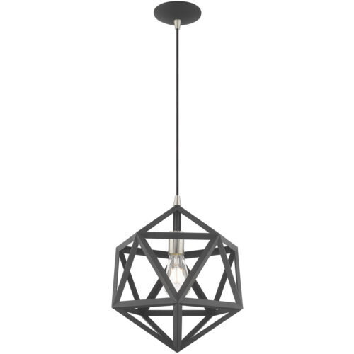 1 Light Scandinavian Gray Mini Pendant with Scandinavian Gray Geometric Metal Shade Shade-Lighting LumensPendant Lights