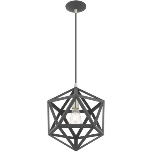 1 Light Scandinavian Gray Mini Pendant with Scandinavian Gray Geometric Metal Shade Shade-Lighting LumensPendant Lights