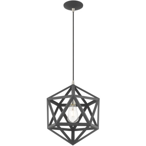 1 Light Scandinavian Gray Mini Pendant with Scandinavian Gray Geometric Metal Shade Shade-Lighting LumensPendant Lights