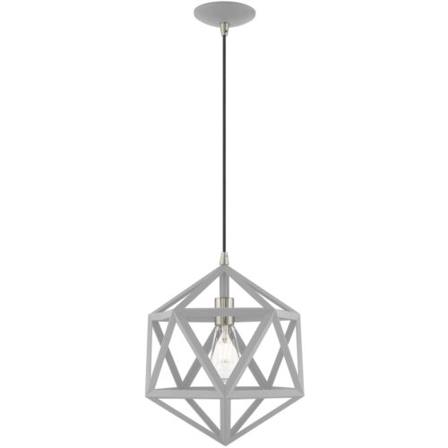 1 Light Nordic Gray Mini Pendant with Nordic Gray Geometric Metal Shade Shade-Lighting LumensPendant Lights