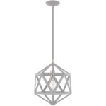 1 Light Nordic Gray Mini Pendant with Nordic Gray Geometric Metal Shade Shade-Lighting LumensPendant Lights