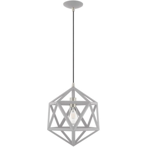 1 Light Nordic Gray Mini Pendant with Nordic Gray Geometric Metal Shade Shade-Lighting LumensPendant Lights