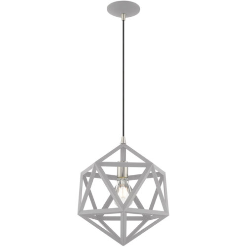 1 Light Nordic Gray Mini Pendant with Nordic Gray Geometric Metal Shade Shade-Lighting LumensPendant Lights