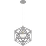 1 Light Nordic Gray Mini Pendant with Nordic Gray Geometric Metal Shade Shade-Lighting LumensPendant Lights