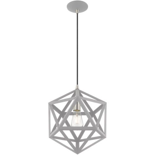 1 Light Nordic Gray Mini Pendant with Nordic Gray Geometric Metal Shade Shade-Lighting LumensPendant Lights