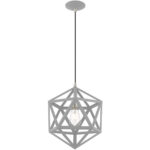 1 Light Nordic Gray Mini Pendant with Nordic Gray Geometric Metal Shade Shade-Lighting LumensPendant Lights