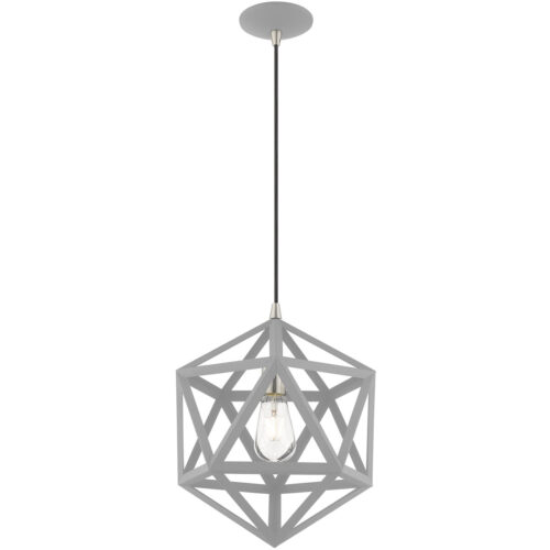 1 Light Nordic Gray Mini Pendant with Nordic Gray Geometric Metal Shade Shade-Lighting LumensPendant Lights