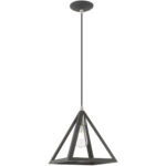 13.875 inch 1 Light Scandinavian Gray Mini Pendant with Scandinavian Gray Geometric Metal Shade Shade-Lighting LumensPendant Lights