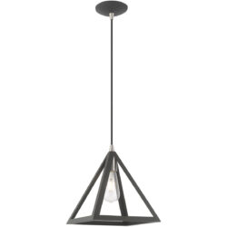 13.875 inch 1 Light Scandinavian Gray Mini Pendant with Scandinavian Gray Geometric Metal Shade Shade-Lighting LumensPendant Lights