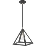 13.875 inch 1 Light Scandinavian Gray Mini Pendant with Scandinavian Gray Geometric Metal Shade Shade-Lighting LumensPendant Lights