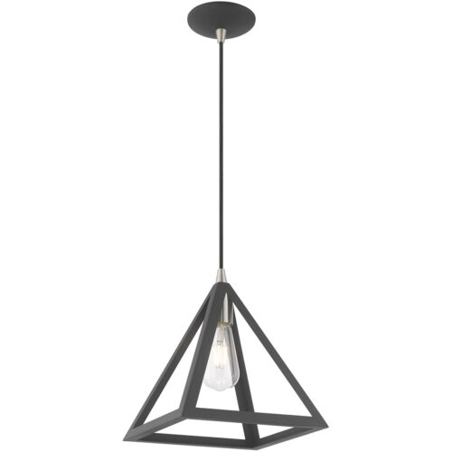 13.875 inch 1 Light Scandinavian Gray Mini Pendant with Scandinavian Gray Geometric Metal Shade Shade-Lighting LumensPendant Lights