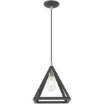 13.875 inch 1 Light Scandinavian Gray Mini Pendant with Scandinavian Gray Geometric Metal Shade Shade-Lighting LumensPendant Lights