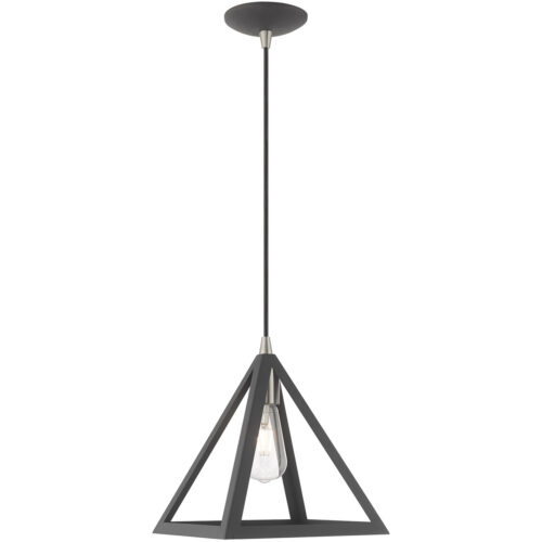 13.875 inch 1 Light Scandinavian Gray Mini Pendant with Scandinavian Gray Geometric Metal Shade Shade-Lighting LumensPendant Lights