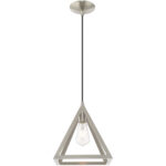 13.875 inch 1 Light Brushed Nickel Mini Pendant with Brushed Nickel Geometric Metal Shade Shade-Lighting LumensPendant Lights