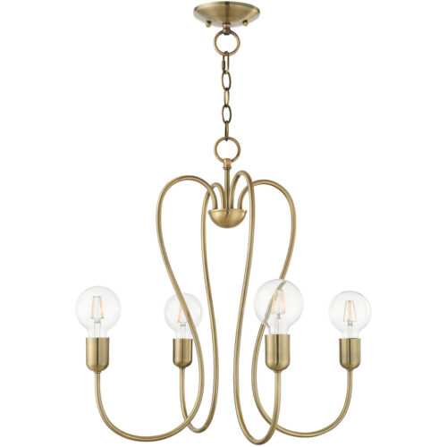 4 Light Antique Brass Chandelier with Steel base material-Lighting LumensChandeliers