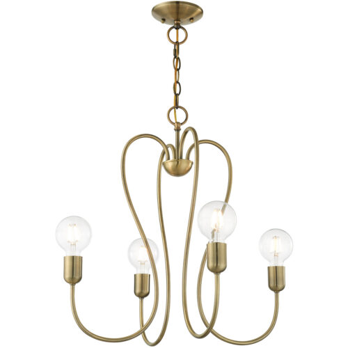 4 Light Antique Brass Chandelier with Steel base material-Lighting LumensChandeliers