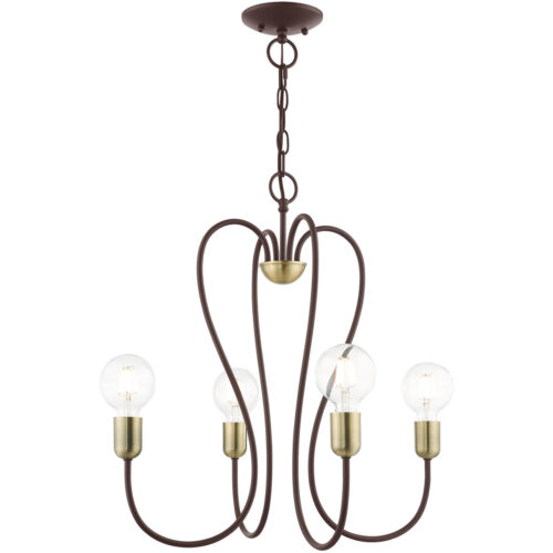 4 Light Bronze Chandelier with Steel base material-Lighting LumensChandeliers