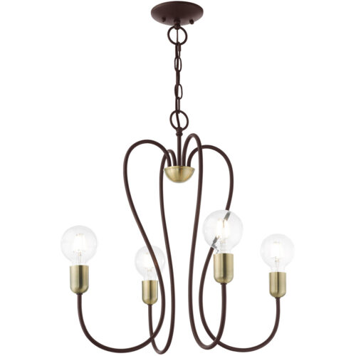 4 Light Bronze Chandelier with Steel base material-Lighting LumensChandeliers