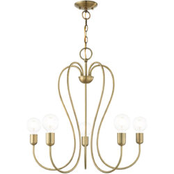 5 Light Antique Brass Chandelier with Steel base material-Lighting LumensChandeliers