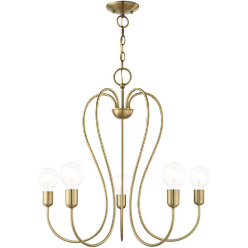 5 Light Antique Brass Chandelier with Steel base material-Lighting LumensChandeliers