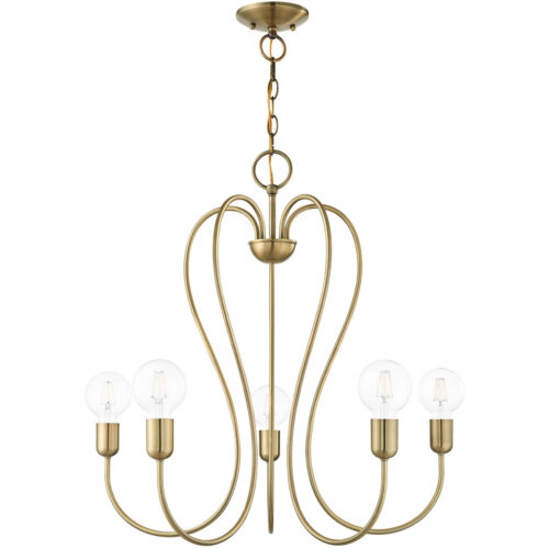 5 Light Antique Brass Chandelier with Steel base material-Lighting LumensChandeliers