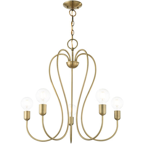 5 Light Antique Brass Chandelier with Steel base material-Lighting LumensChandeliers