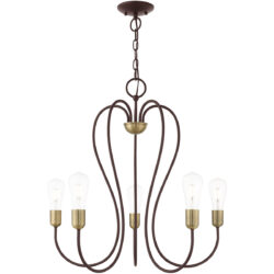 5 Light Bronze Chandelier with Steel base material-Lighting LumensChandeliers