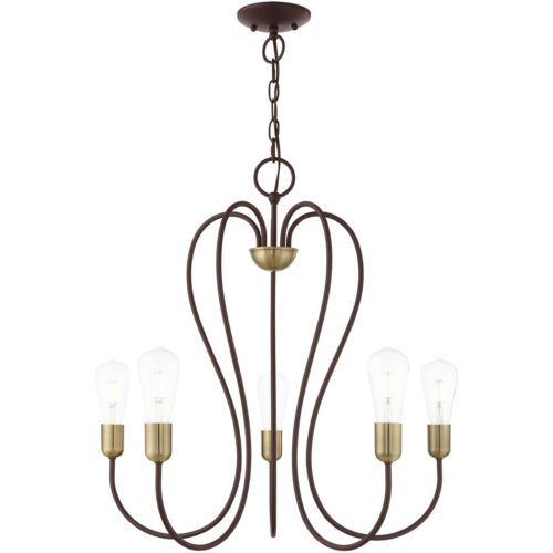 5 Light Bronze Chandelier with Steel base material-Lighting LumensChandeliers