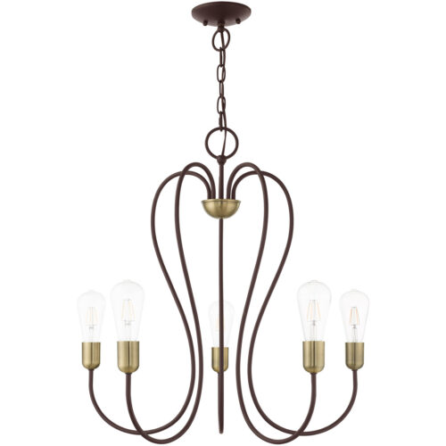 5 Light Bronze Chandelier with Steel base material-Lighting LumensChandeliers