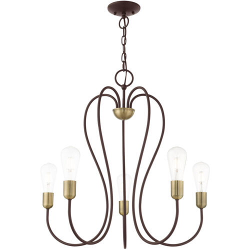 5 Light Bronze Chandelier with Steel base material-Lighting LumensChandeliers