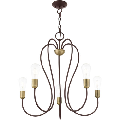 5 Light Bronze Chandelier with Steel base material-Lighting LumensChandeliers