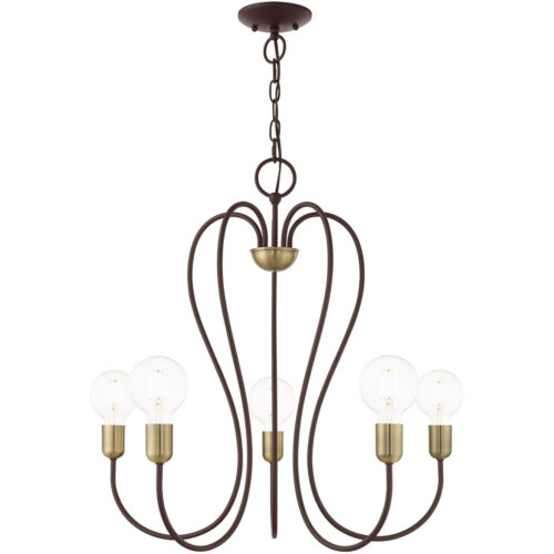 5 Light Bronze Chandelier with Steel base material-Lighting LumensChandeliers