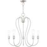 5 Light Brushed Nickel Chandelier with Steel base material-Lighting LumensChandeliers