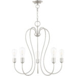 5 Light Brushed Nickel Chandelier with Steel base material-Lighting LumensChandeliers