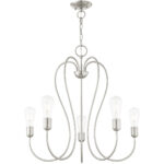 5 Light Brushed Nickel Chandelier with Steel base material-Lighting LumensChandeliers