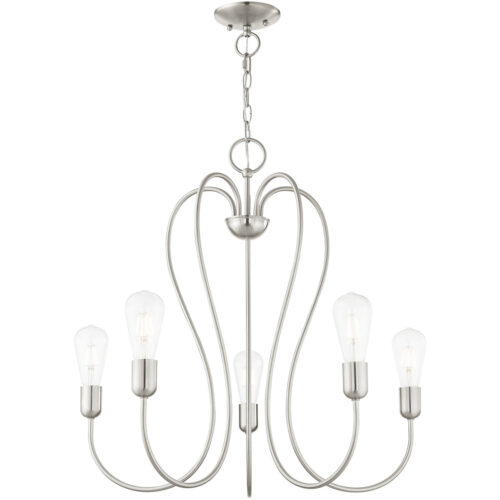 5 Light Brushed Nickel Chandelier with Steel base material-Lighting LumensChandeliers