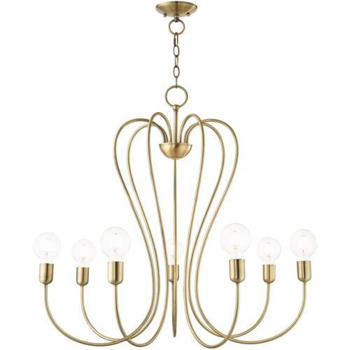 7 Light Antique Brass Chandelier with Steel base material-Lighting LumensChandeliers