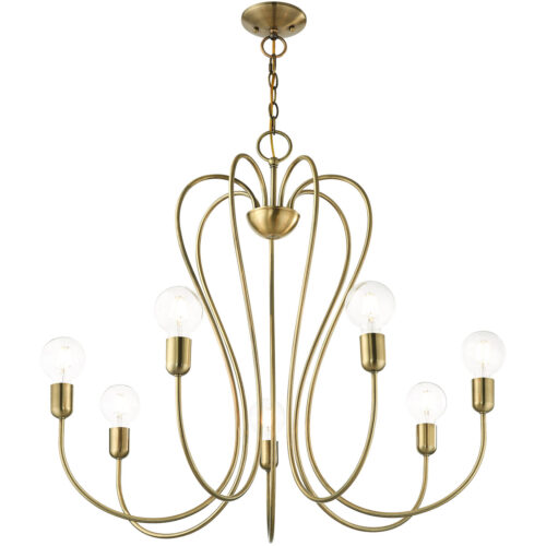 7 Light Antique Brass Chandelier with Steel base material-Lighting LumensChandeliers