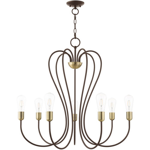 7 Light Bronze Chandelier with Steel base material-Lighting LumensChandeliers