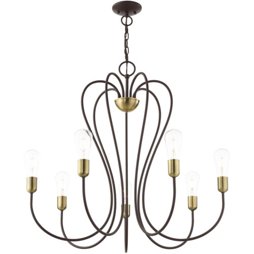 7 Light Bronze Chandelier with Steel base material-Lighting LumensChandeliers