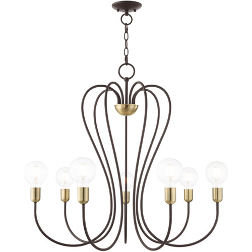 7 Light Bronze Chandelier with Steel base material-Lighting LumensChandeliers