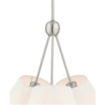 3 Light Brushed Nickel Shaded Chandelier with Hand Crafted Oatmeal Fabric Hardback Shade-Lighting LumensChandeliers