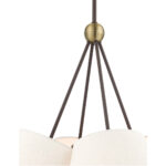 4 Light Bronze Shaded Chandelier with Hand Crafted Oatmeal Fabric Hardback Shade-Lighting LumensChandeliers