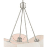 4 Light Brushed Nickel Shaded Chandelier with Hand Crafted Oatmeal Fabric Hardback Shade-Lighting LumensChandeliers