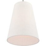 1 Light Brushed Nickel Shaded Chandelier with Hand Crafted Oatmeal Fabric Hardback Shade-Lighting LumensChandeliers