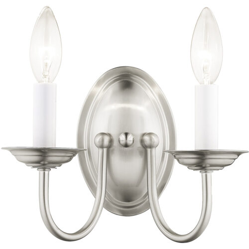 9.75 inch 2 Light Brushed Nickel Wall Sconce with Steel base material-Lighting LumensWall Sconces