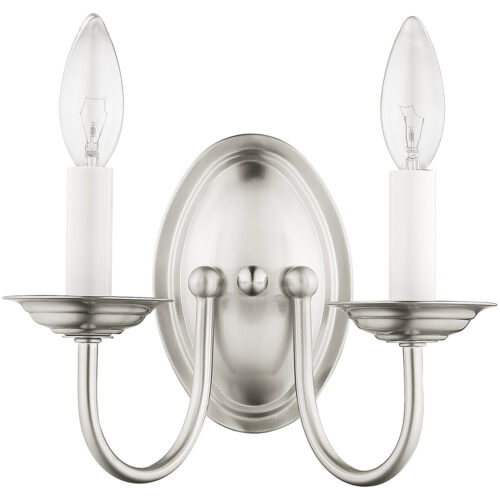 9.75 inch 2 Light Brushed Nickel Wall Sconce with Steel base material-Lighting LumensWall Sconces